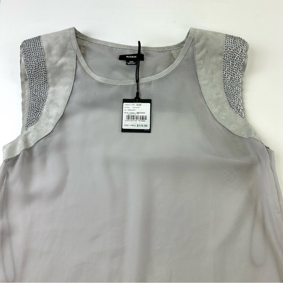 Rudsak Medina NWT soft grey sheer faux suede chain detail Sleeveless top Medium - Picture 4 of 12